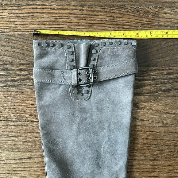 Sam Edelman Deryn Extra Rugged Distressed Discolored Studded Moto Suede Boots - Picture 9 of 17